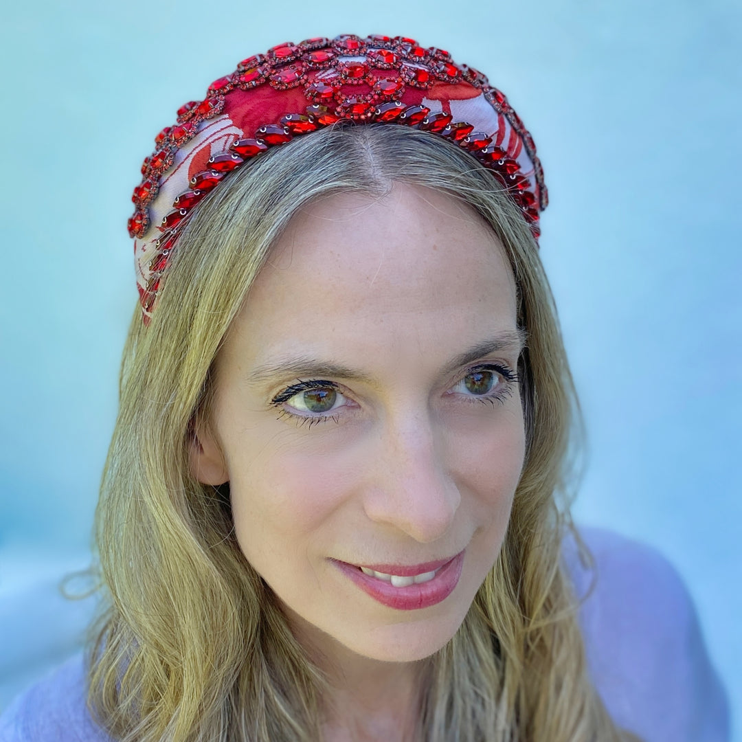 Red Headpiece Wedding Headband Races Headpiece Crystal wedding hair