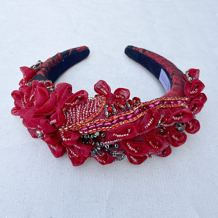 Red headpiece wedding races headpiece red padded headband