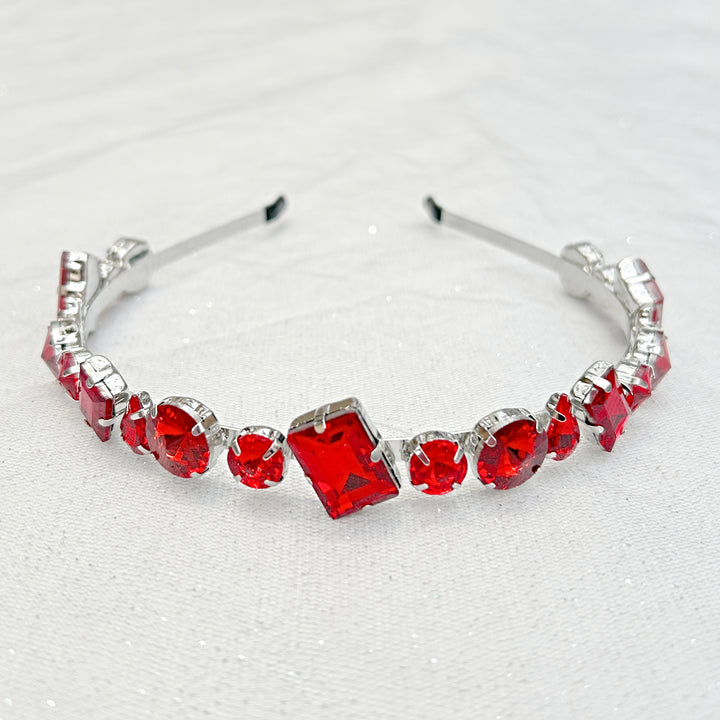 Red Sparkly Headband Wedding Guest Hair Band Silver