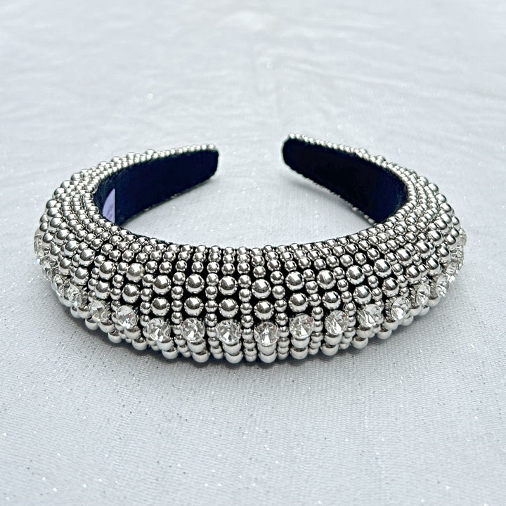 Silver Headband Statement Hair Band Beaded