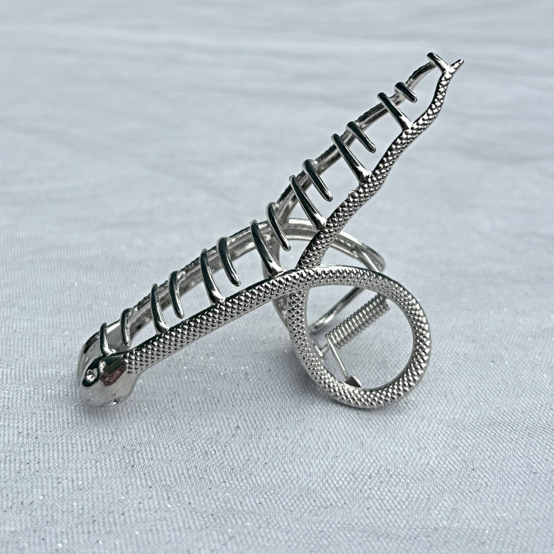 Silver Snake Hair Claw Clip, Snake Claw Clip, Silver Claw Clip, Large Silver Hair Clip, Metal Claw Clip 