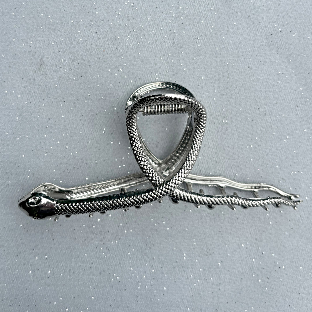 Silver Snake Hair Claw Clip, Snake Claw Clip, Silver Claw Clip, Large Silver Hair Clip, Metal Claw Clip 