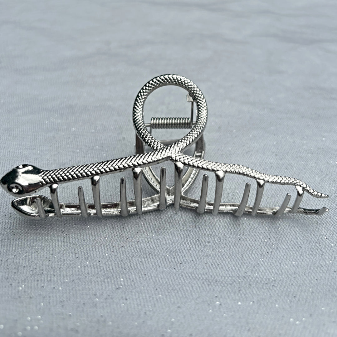 Silver Snake Hair Claw Clip, Snake Claw Clip, Silver Claw Clip, Large Silver Hair Clip, Metal Claw Clip 