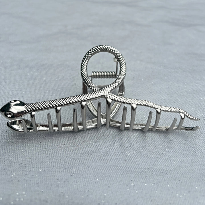 Silver Snake Hair Claw Clip, Snake Claw Clip, Silver Claw Clip, Large Silver Hair Clip, Metal Claw Clip 