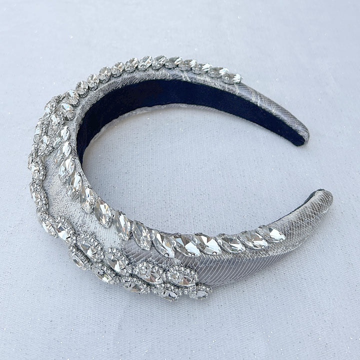 Silver headpiece wedding headpiece silver headband races headband crystal sparkle