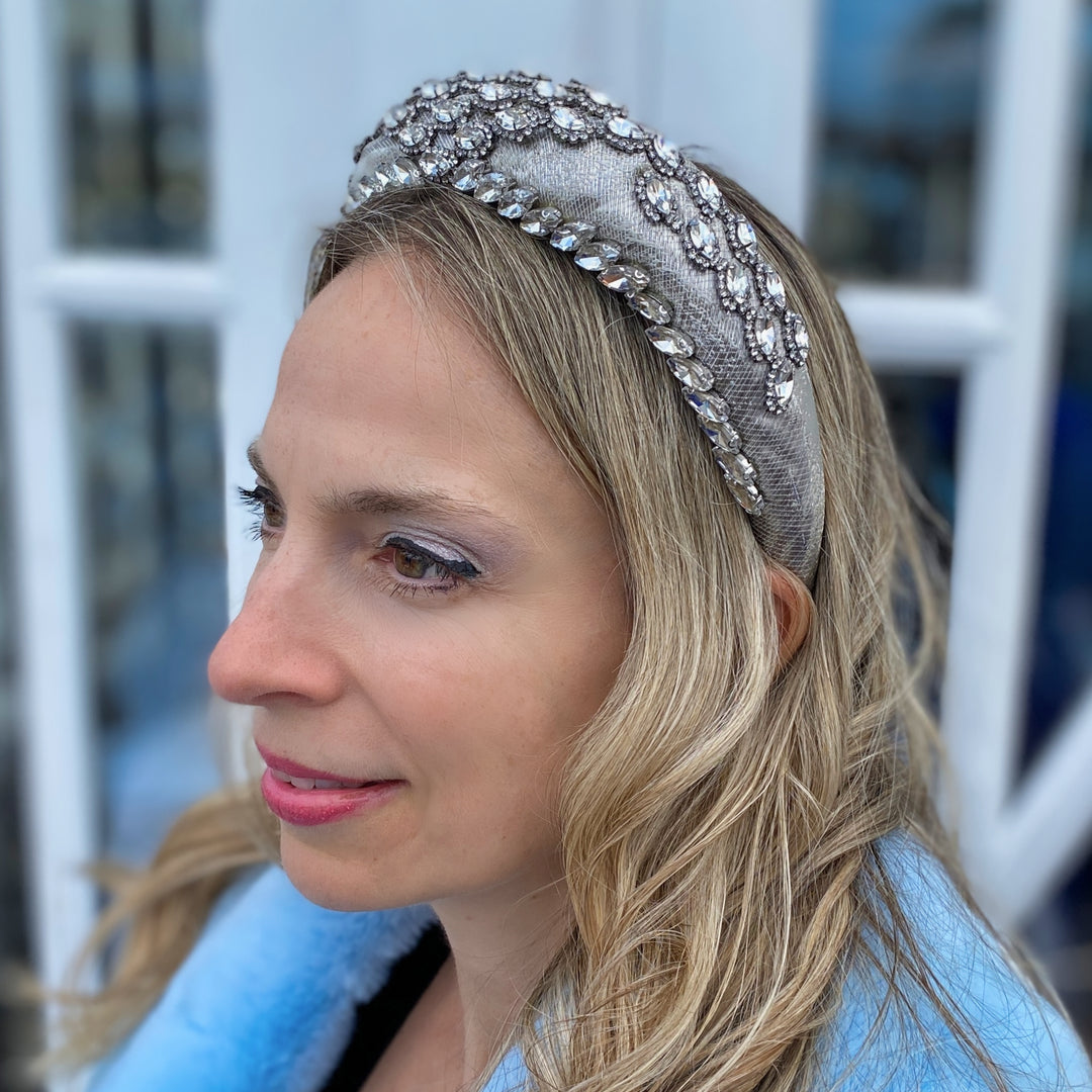 Silver headpiece wedding headpiece silver headband races headband crystal wedding guest