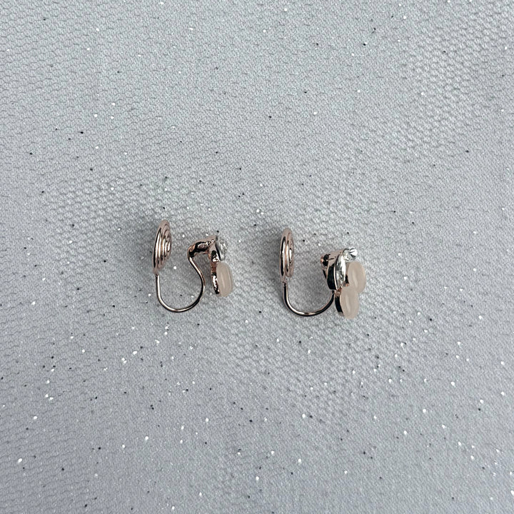 Small Clip On Earrings, Crystal Side View, Dainty Crystal Clip On Earrings For Non Pierced Ears, Rose Quartz Style Beads, Vintage Inspired Small Clip Ons, Elegant Crystal Drop Earrings
