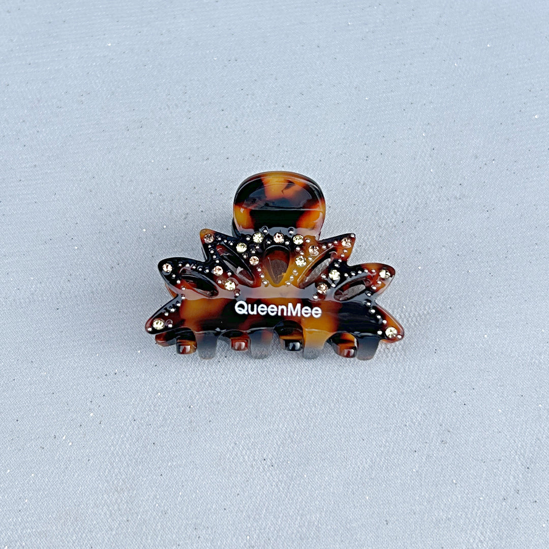 Small Hair Claw Tortoiseshell Hair Clip with Jewels