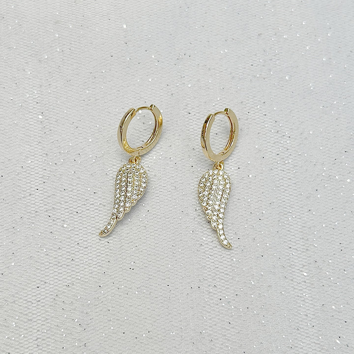 Small Hoop Earrings Angel Wing Earrings Gold