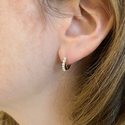 Small Hoop Earrings Pearl Hoop Earrings Gold Delicate