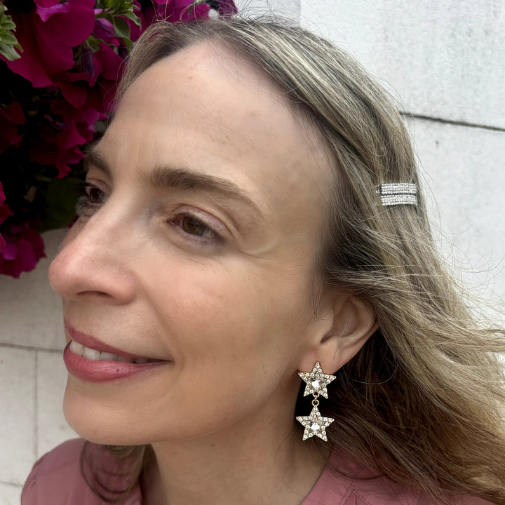 Star Gold Earrings, Star Earrings, Gold Earrings, Dangly Earrings,Sparkly Earrings, Festival Earrings