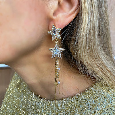 star earrings gold earrings long sparkly
