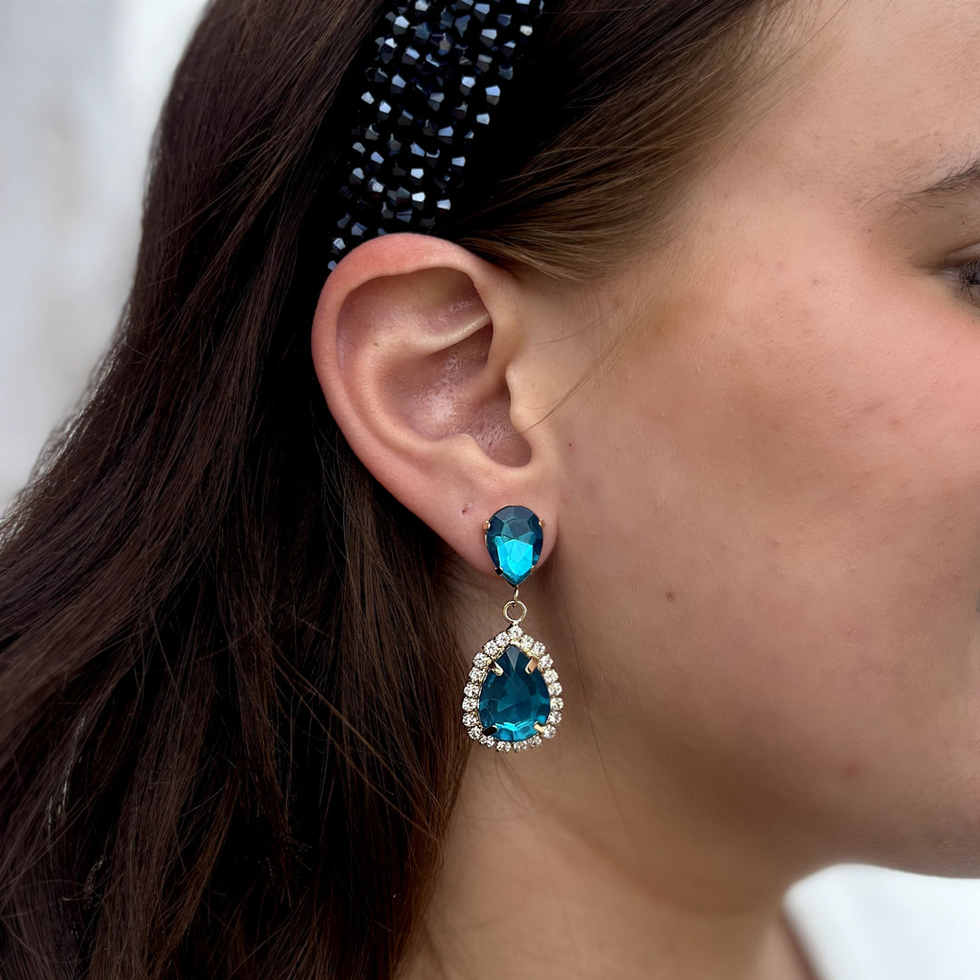 Teal Earrings Drop Earrings, Crystal Drop Earrings, Teal Earrings, Drop Earrings 