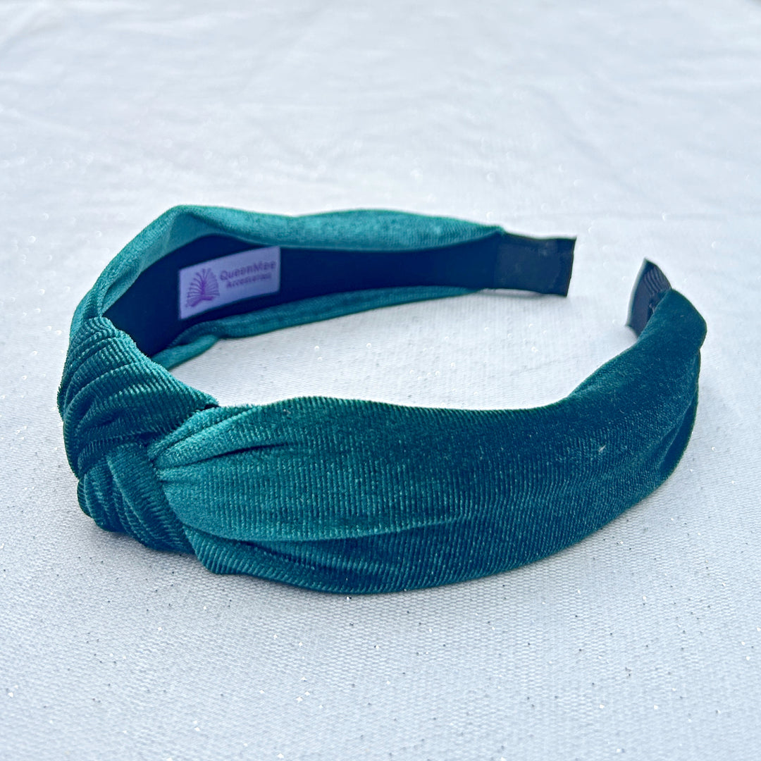 Velvet Headband Green Knot Headband Alice Band