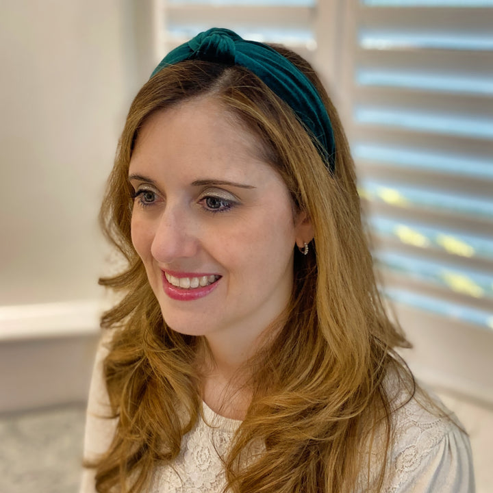 Velvet Headband Green Knot Headband Hair Down