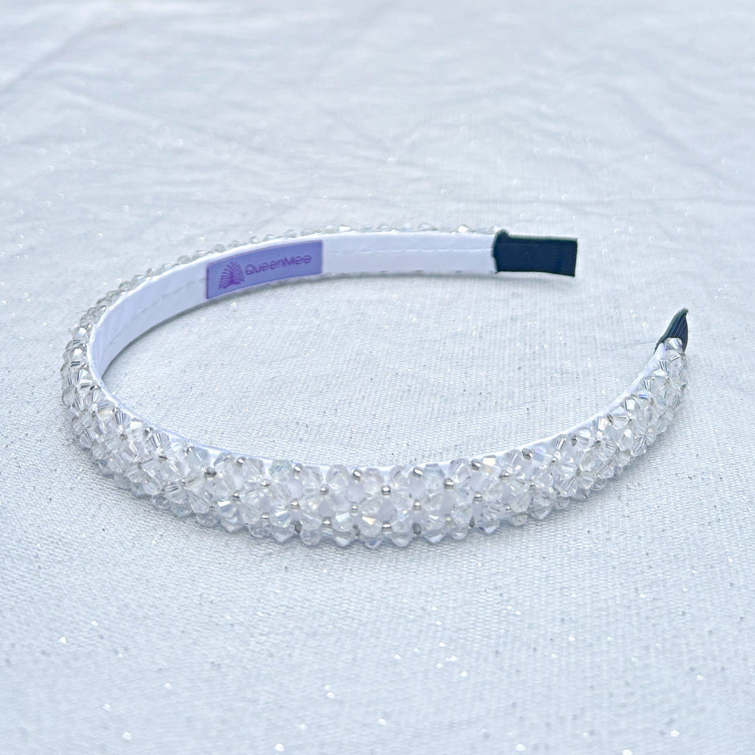 White Headband Thin Headband Sparkly Bead