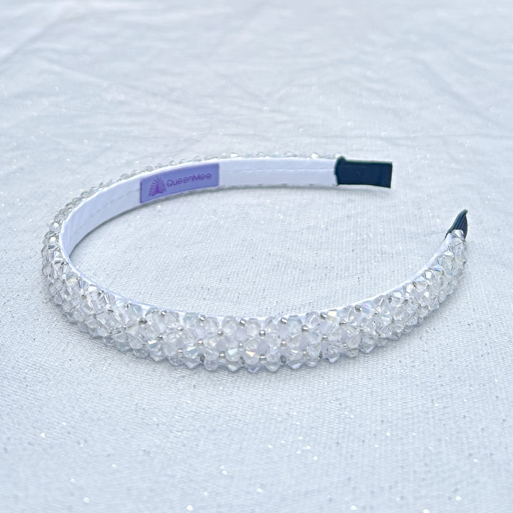 White Headband Thin Headband Sparkly Bead