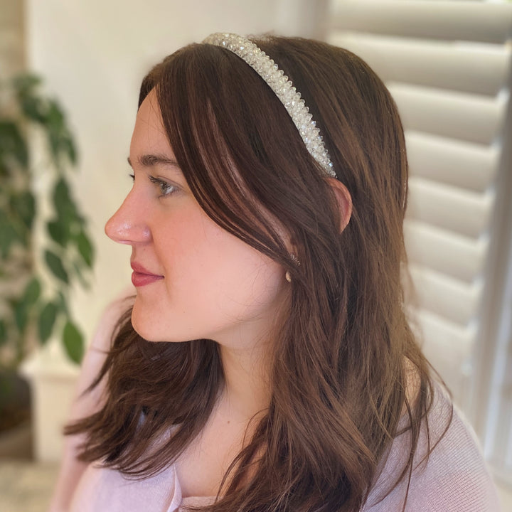 White Headband Thin Headband Sparkly Wedding Guest