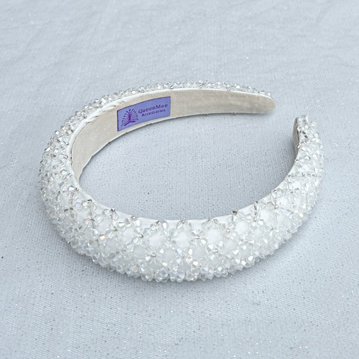 White sparkly headband white beaded headband shimmer