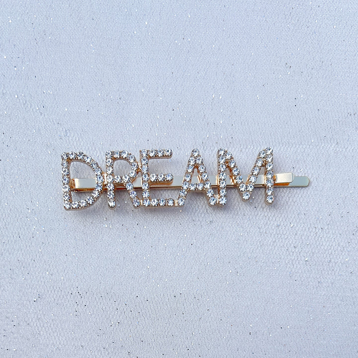 Word Hair Clip Word Hair Slide Diamante Hair Grip Gold Dream