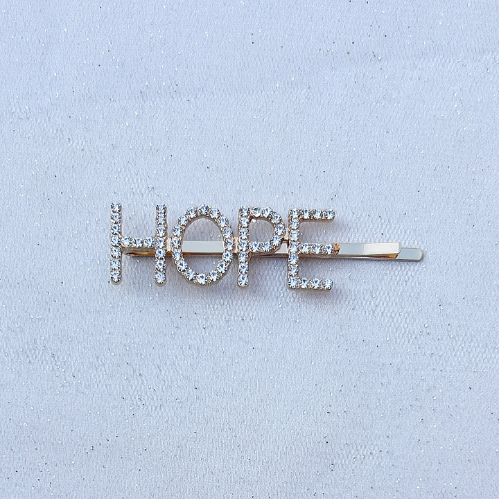 Word Hair Clip Word Hair Slide Diamante Hair Grip Gold Hope