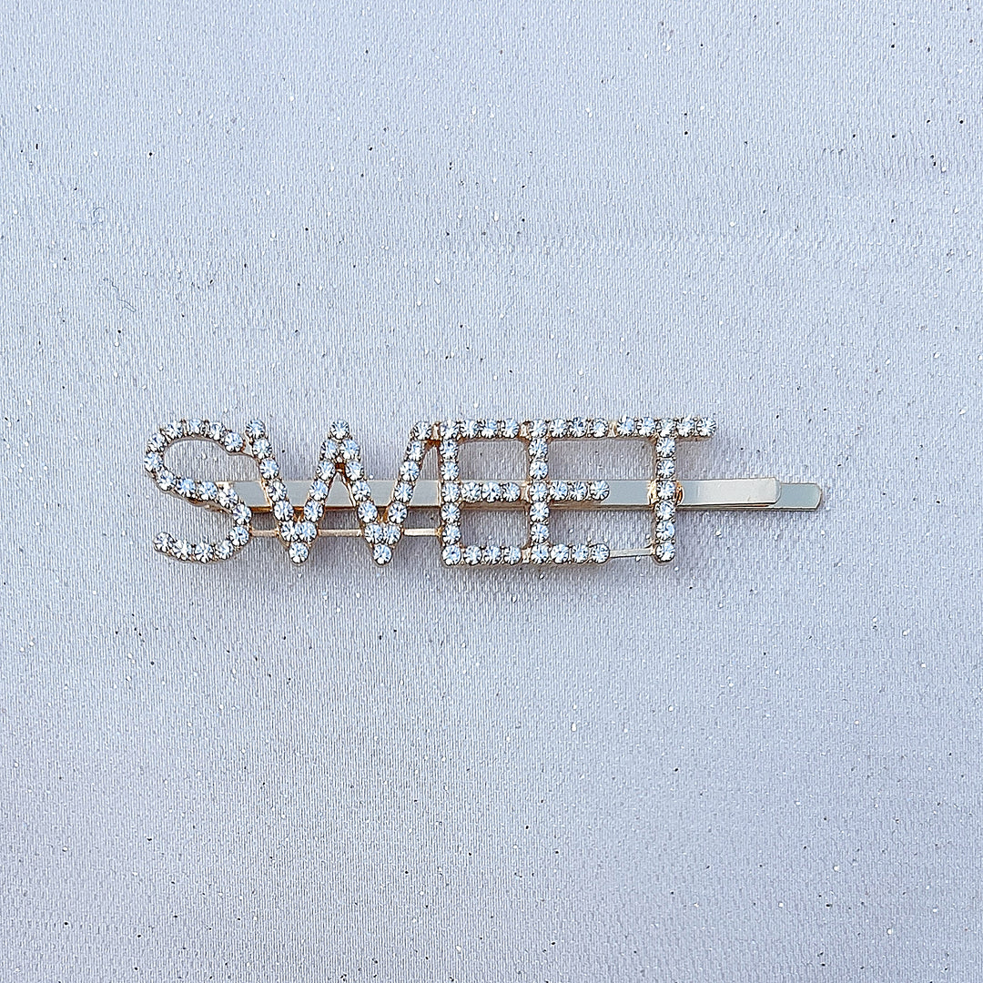 Word Hair Clip Word Hair Slide Diamante Hair Grip Gold Sweet