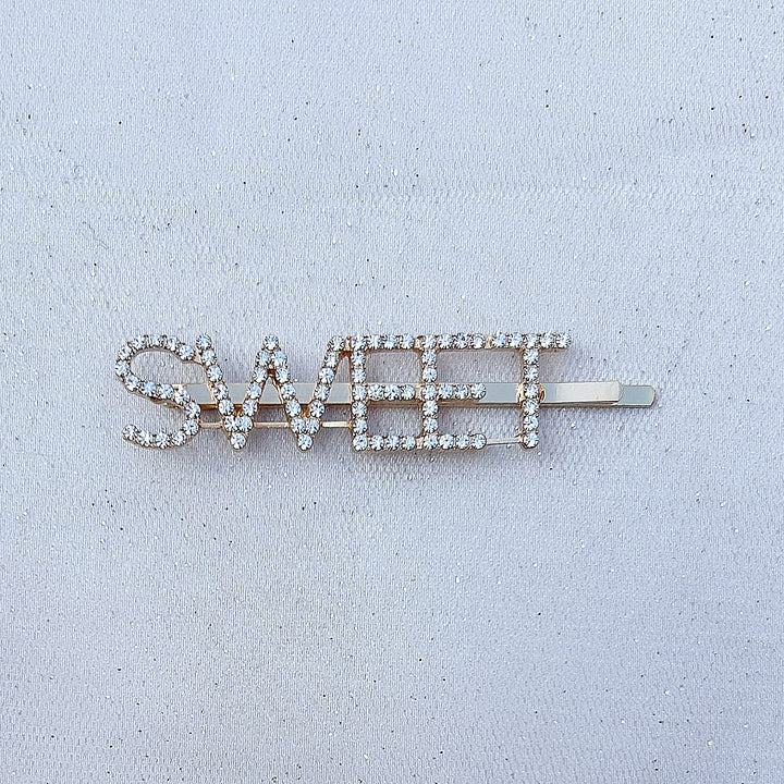 Word Hair Clip Word Hair Slide Diamante Hair Grip Gold Sweet