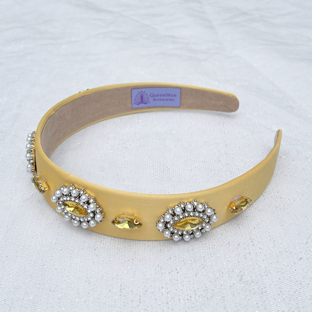 Yellow Hair Band with Pearls Yellow Headband