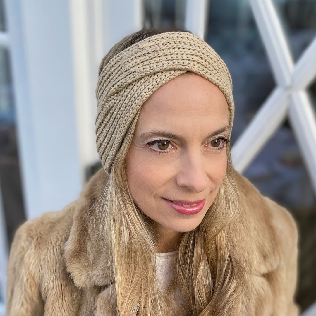 beige winter headband warm headband