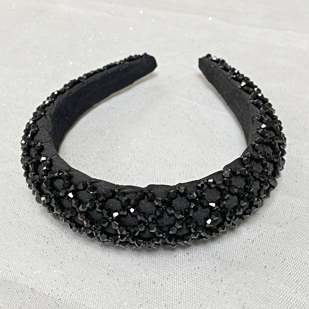 Black Sparkly Headband Beaded Hair Band