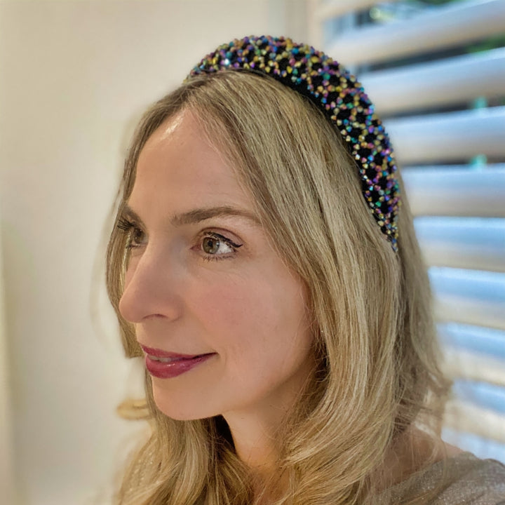 black sparkly headband rainbow headband