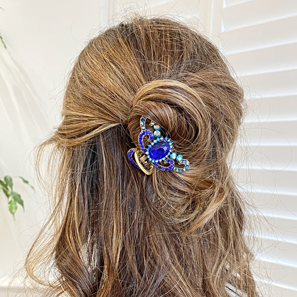 Blue Hair Claw Clip with Gems | Blue Hair Clip – QueenMee  display picture 2