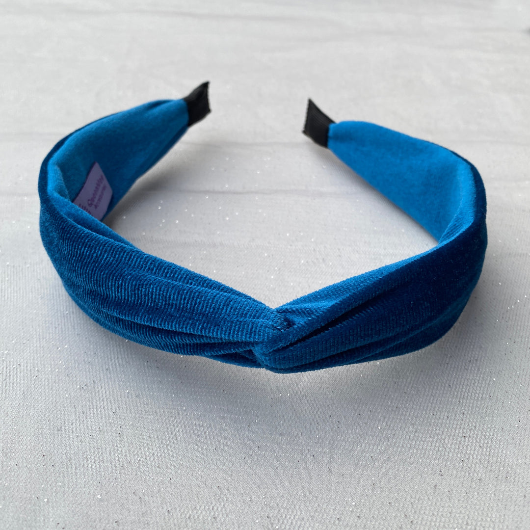 blue headband velvet headband knot