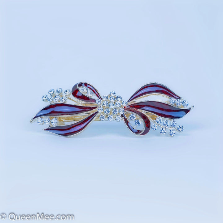 Bow hair clip red barrette Vintage Queen