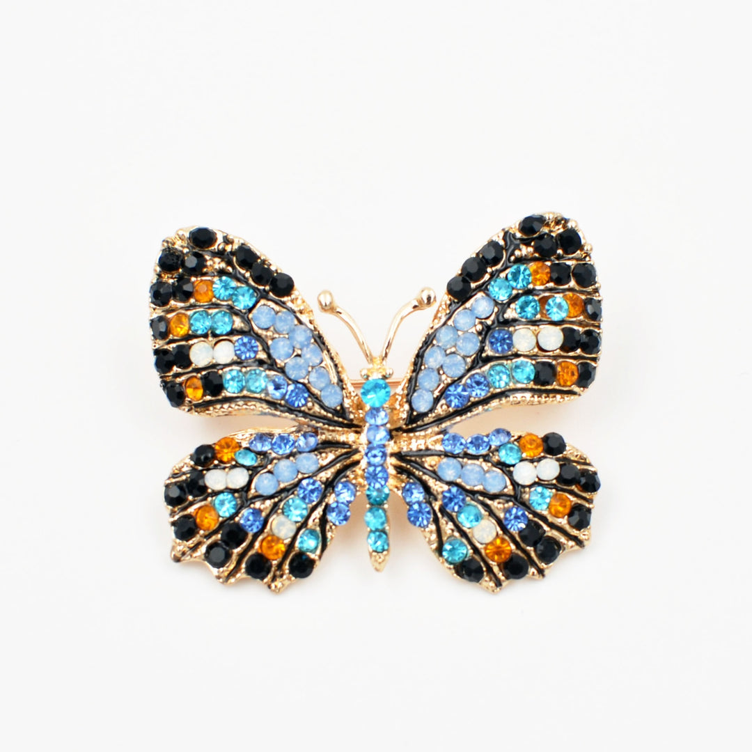 butterfly brooch crystal blue