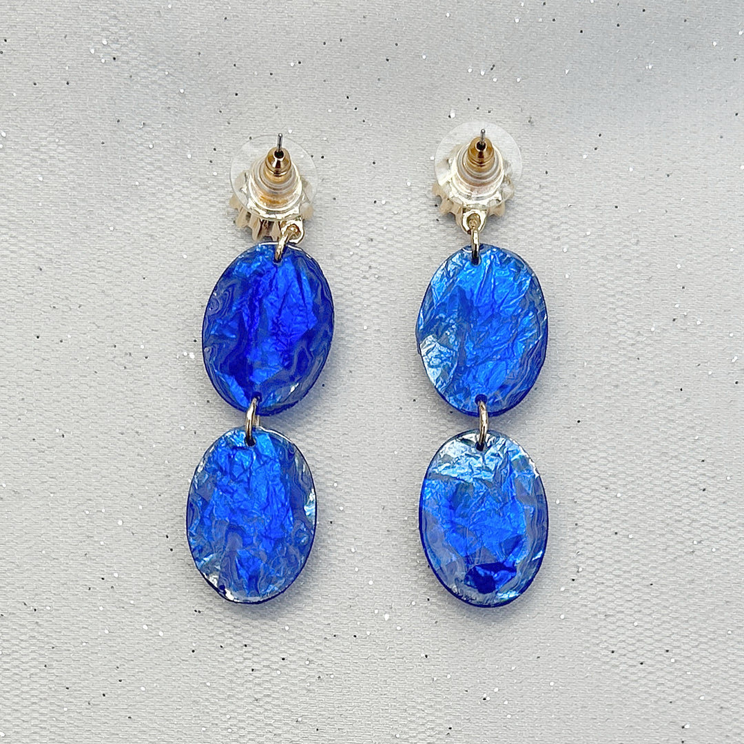 Cobalt blue earrings long drop earrings back