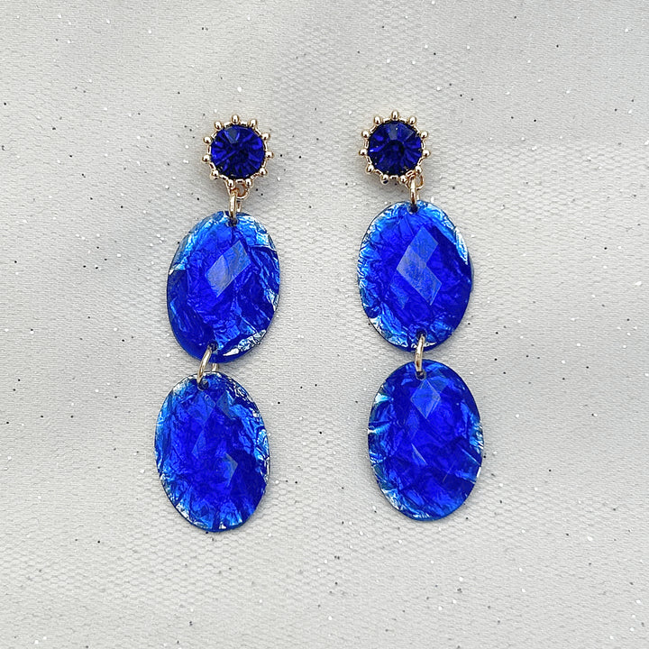 Cobalt blue earrings long drop earrings gold