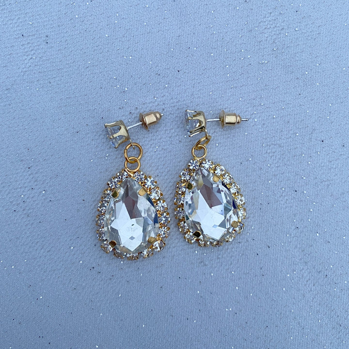 drop earrings diamante gold vintage inspired