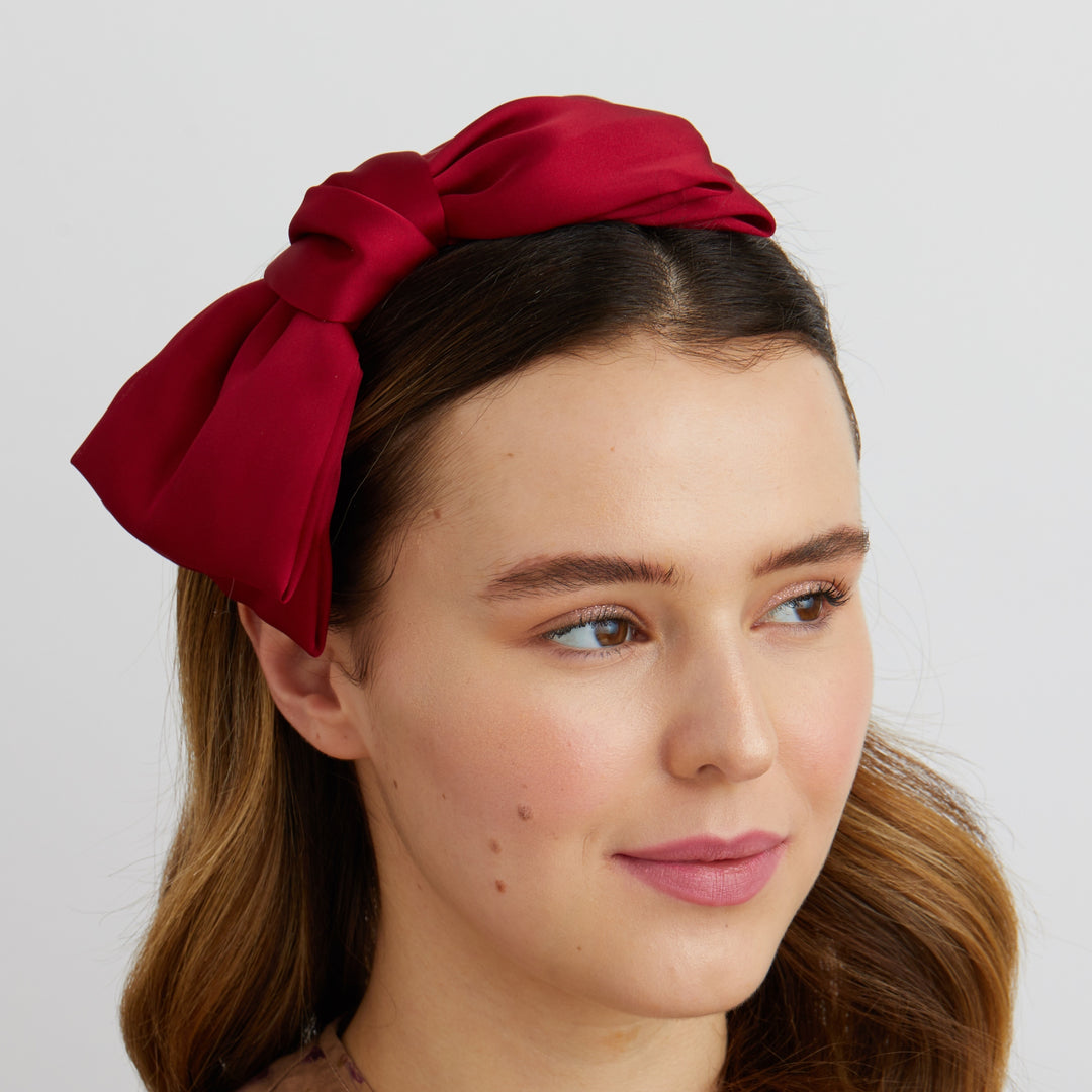Fascinator bow headband red