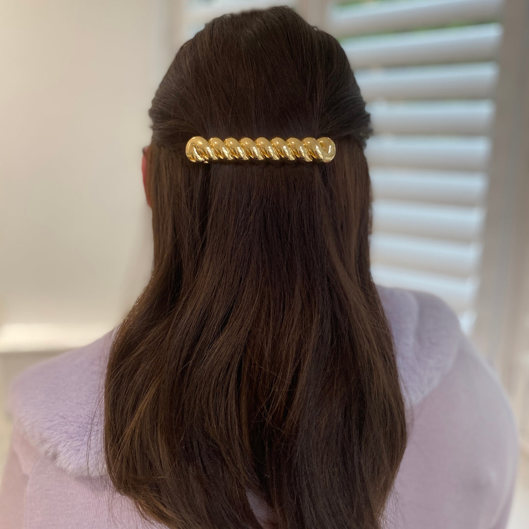 gold barrette large hair clip half up