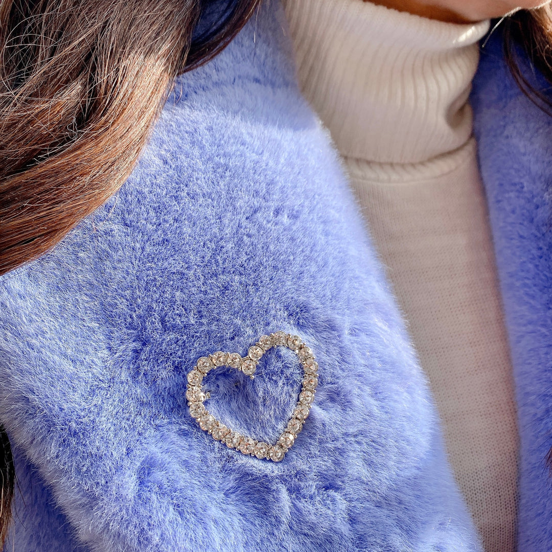 heart brooch heart pin crystal brooch