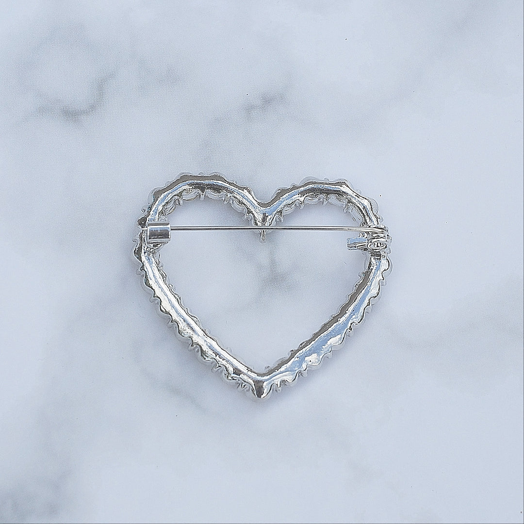 Heart brooch silver pin