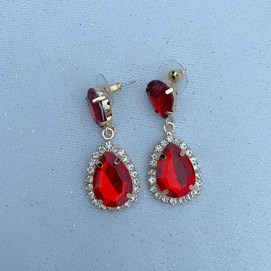 red earrings drop earrings