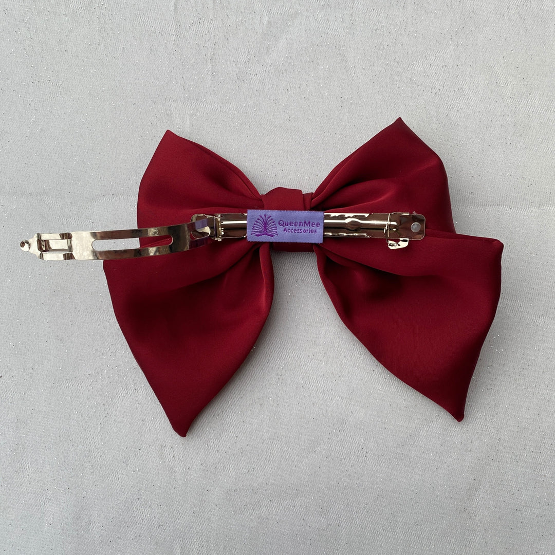red hair bow satin hair bow hair clip red bow hair clip barrette large thick hair grip