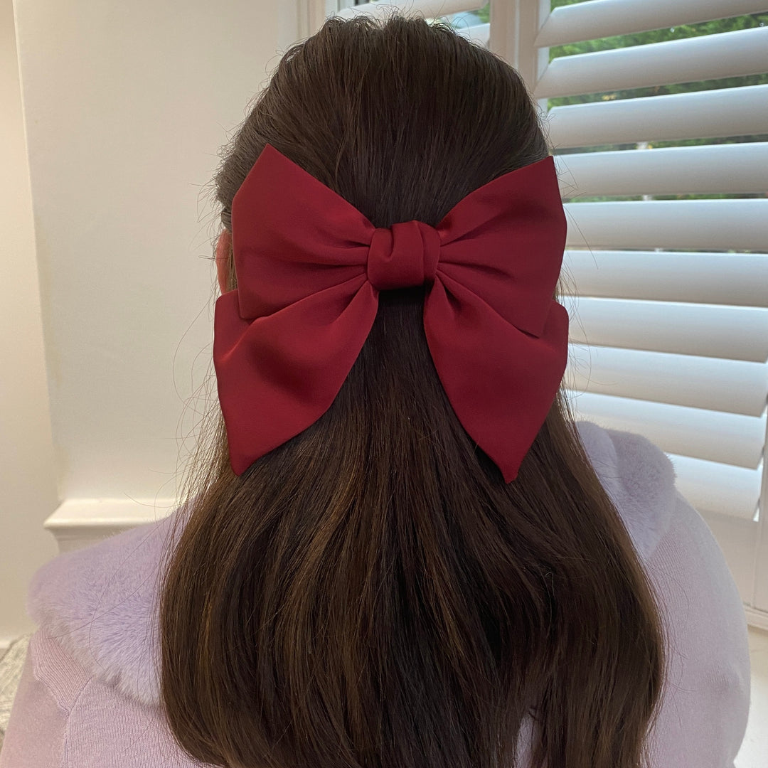 red hair bow satin hair bow hair clip red bow hair clip barrette