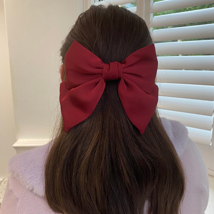 red hair bow satin hair bow hair clip red bow hair clip barrette