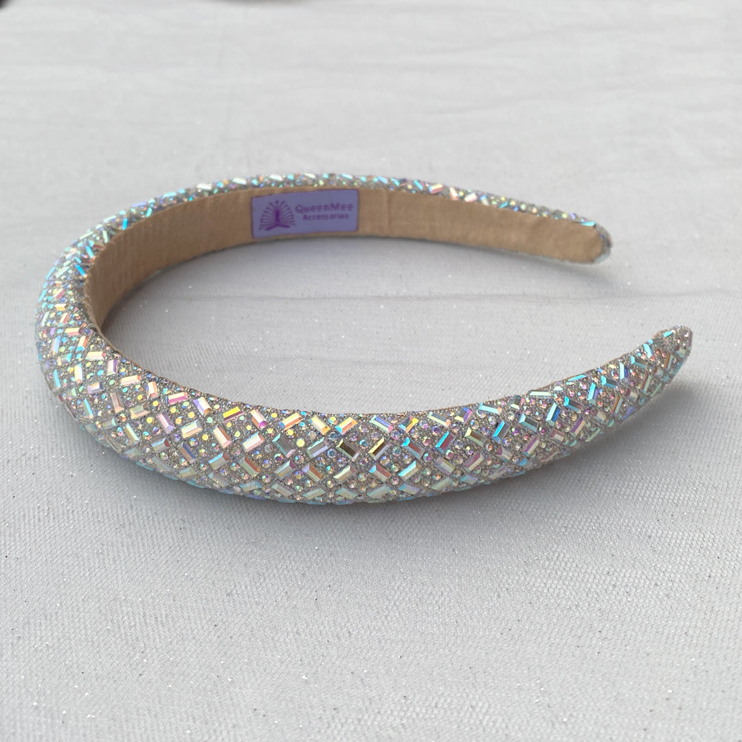 silver headband disco headband rainbow