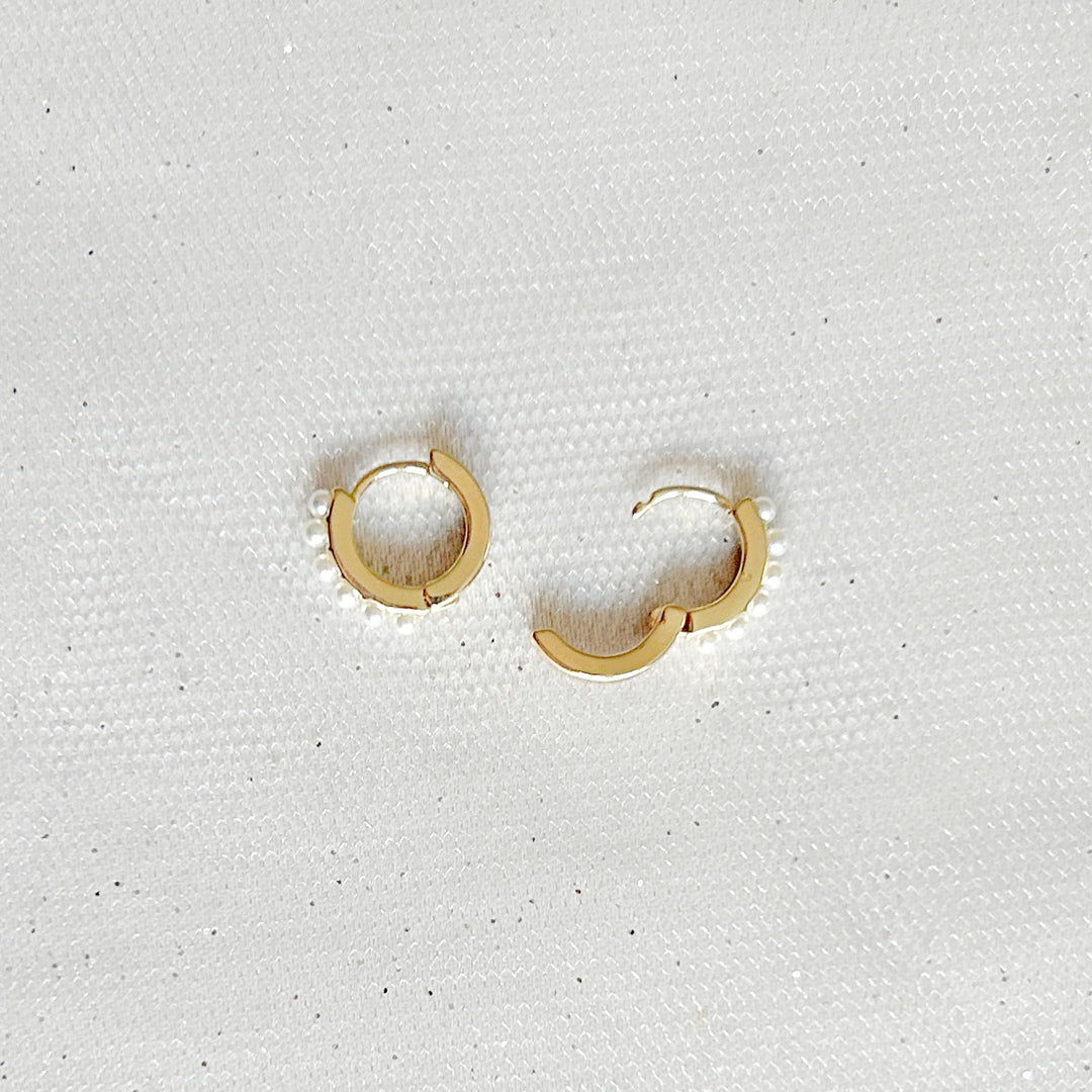 Small Hoop Earrings Pearl Hoop Earrings Gold Open