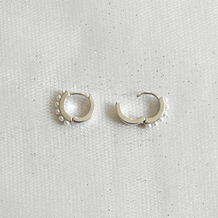 Small Hoop Earrings Pearl Hoop Earrings Silver Open