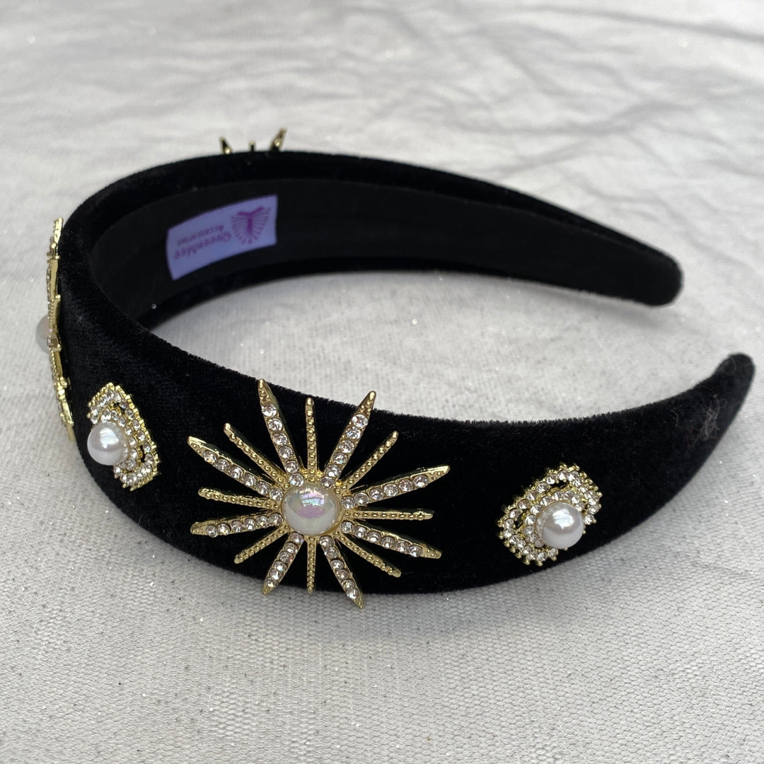 VELVET HAIR TIE GREY W/GOLD STAR VELVET HAIR TIE GREY W/GOLD STAR